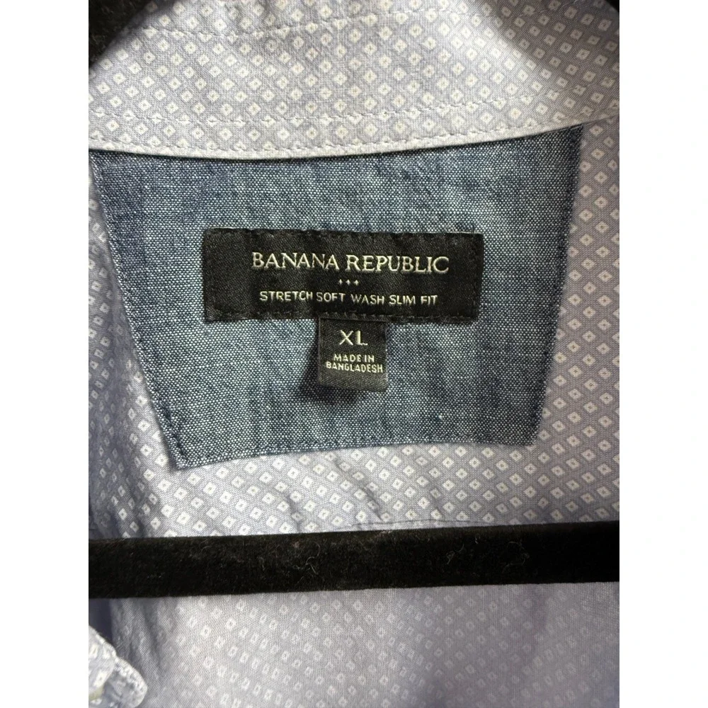 Banana Republic Mens XL Light‎ Blue Stretch Soft Wash Slim Fit Shirt